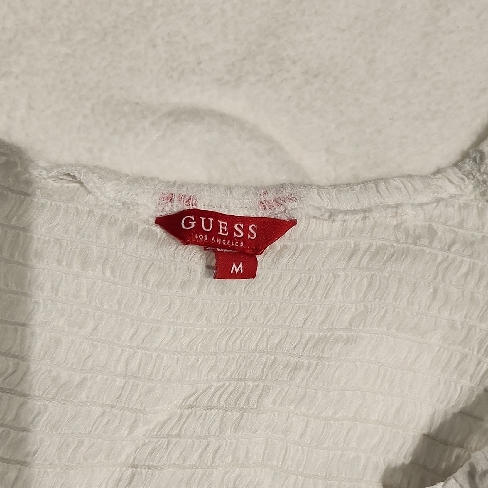 Guess White Sheer Polka Dot Blouse - Picture 8 of 10